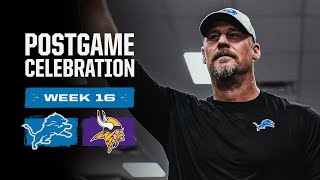 Lions at Vikings DIVISION CHAMPIONS postgame locker room celebration [upl. by Nollahp]