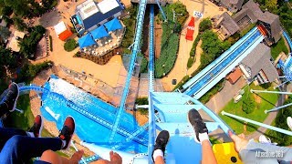 Dive Coaster  NearVertical Drops  Griffon Coaster at Busch Gardens Theme Park [upl. by Hedvah]