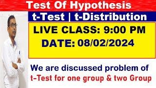 Students t test in Hindi  t test distribution in hindi  LIVE AT 900 PM  08022024 [upl. by Yelrihs]