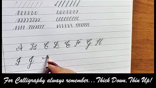 Calligraphy Alphabets  Pencil Calligraphy for Beginners  Uppercase Alphabets  Capital Letters [upl. by Adnauqal430]