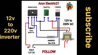 How to 12v to 220v Ac inverter circuit diagram inverter wiring [upl. by Monaco]