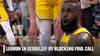 LeBron in DISBELIEF over blocking foul call in Wizards vs Lakers gets reversed  NBA on ESPN [upl. by Robb]