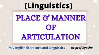 Place of Articulation and Manner of Articulation in HindiUrdu [upl. by Asim]