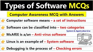 Types of Software MCQ with Answers  Computer Awareness [upl. by Tarrah]