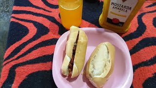 LANCHE DA TARDE PÃO FRANCÊS COM SALSICHA FRITA SUCO DE LARANJA [upl. by Aneel]