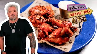 Guy Fieri Eats quotWeirdquot Pizza amp Wings in Memphis TN  Diners DriveIns and Dives  Food Network [upl. by Etra856]