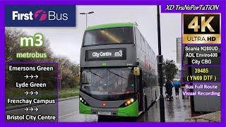 First West of England metrobus  m3  Emersons Green ➝Bristol City Centre【4K UW】 [upl. by Ecneitap]