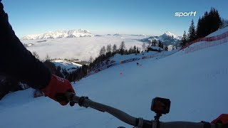 Lebensmüde Verrückter fährt legendäre Streif mit dem Fahrrad  SPORT1 [upl. by Einahpts376]