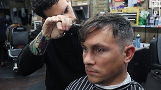 Textured Fringe Haircut For Men With Faded Undercut [upl. by Jena]