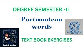 Degree semester II English text book exercises of Portmanteau words  Osmania University [upl. by Bertero]