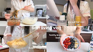 slow living vlog 🎀 cooking at home productivity routine skin and hair care Korean grocery shop🌸 [upl. by Cyn19]