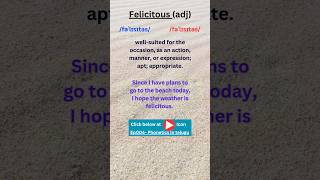 188 FELICITOUS MEANING advancedenglishvocabulary [upl. by Blakeley247]