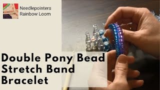 Double Pony Bead Stretch Band Bracelet Rainbow Loom [upl. by Neimad2]