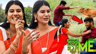 Half Sareeல NIVISHA Kiss வாங்குற மாதிரி வர 🥰 Kiss Me Hug Me Slap Me with VJ Nikki [upl. by Aivatnahs]