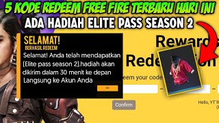 KODE REDEEM FREE FIRE TERBARU HARI INI 18 SEPTEMBER 2021ADA HADIAH ELITE PAS SEASON 2😱 [upl. by Dash866]