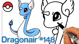 How to Draw Pokemon Dragonair step by step Easy and Cute [upl. by Ennaxor]