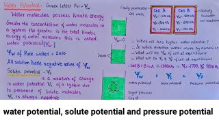 water potential solute potential and pressure potential [upl. by Oiril]