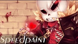 Underfell Sans SPEEDPAINT  Undertale AU Still Determined Kid [upl. by Yemaj]