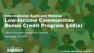 LowIncome Communities Bonus Credit Program Applicant Webinar [upl. by Ndnarb983]