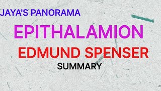 EPITHALAMION BY EDMUND SPENSER  POEM WITH SUMMARY [upl. by Akena]