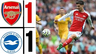 arsenal 11 brighton  HIGHLIGHTS  Premier League 202425 🚩 Rice red card 😱 [upl. by Lenad]