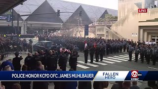 Watch the emotional final tribute to KCPD Officer James Muhlbauer and his K9 partner Champ [upl. by Magdala]