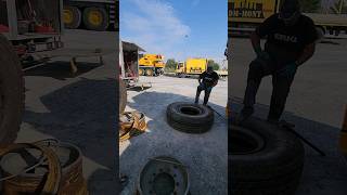 tire replacement on the crane tires tyres otrtires crane [upl. by Elyrehc]