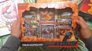 Unboxing Coffret Pokemon Dracaufeu Ex No talking [upl. by Neelyahs]