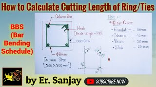 पूरी जानकारी  How to Calculate Cutting length of Ring or Ties in Column  BBSBar Bending Schedule [upl. by Alikee]