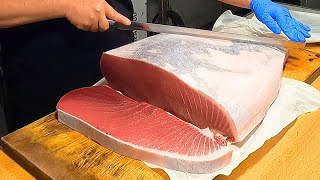 Giant bluefin tuna cutting Sashimi meal  Master of tuna cutting skills [upl. by Erika]