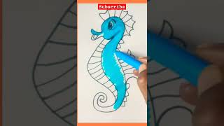 Cute seahorse drawing for kidsshortvideoyoutubeshorts cuteseahorsedrawingeasyseahorsedrawingart [upl. by Enitnemelc314]