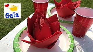 Fancy way to fold paper napkins into shape of rose flower Easy and impressive [upl. by Gabriele]