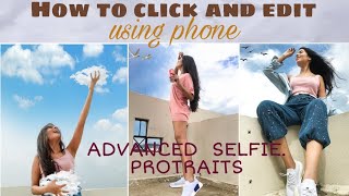 SELF PORTRAIT Photography using phone with sky and how to edit  Advanced selfie ideas at home [upl. by Airamanna]