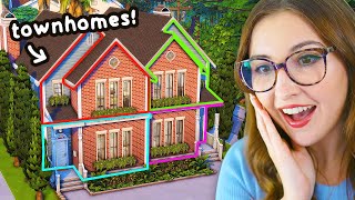 i tried building FUNCTIONAL townhomes for the sims 4 for rent [upl. by Enajaras]