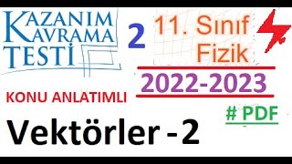 11 Sınıf  Fizik  MEB Kazanım Kavrama Testi 02  Vektörler 2  PDF  OGM  AYT Fizik  2022 2023 [upl. by Derfla]