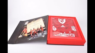 Box Liverpool 20082009 home shirt jersey box signed Gerrard Torres Carragher Mascherano limited [upl. by Yemac]