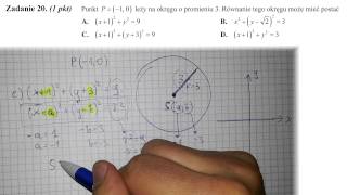 matura 2014 sierpień zad 20Punkt P 10 leży na okręgu o promieniu 3 Równanie tego okręgu [upl. by Ahsemac]