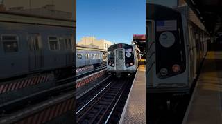 R160A1 M Trains Both Entering And Leaving Hewes St [upl. by Keating446]