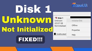 How to Fix Disk 1 Unknown Not Initialized Issue Solved [upl. by Anniroc457]