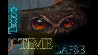 HOW TO TATTOO AN OWL  TATTOO TIME LAPSE  ¿Cómo tatuar un BUHO [upl. by Aehsrop]