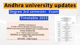 Andhra university Degree 3rd semester Exam Timetable 2023  AU degree 3rd semester Exams Timetable [upl. by Bithia]