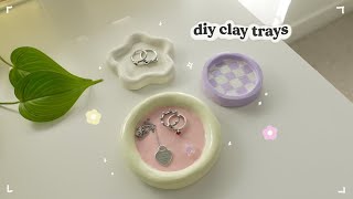 making air dry clay trays ⭐️ flower checkered diy [upl. by Alba447]