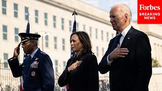 JUST IN Biden And Harris Attend WreathLaying Ceremony At The Pentagon To Commemorate 911 Victims [upl. by Nyvek798]