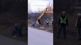 Excited Boys Close Encounter with an Excavator shorts [upl. by Edlyn]