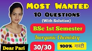 BSc I Year 1st Sem Inorganic Chemistry Important Questions and Answers 2024DearPari [upl. by Ettenaj249]