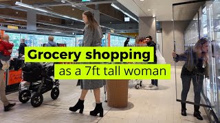 Reactions to a 7ft 213cm woman doing grocery shopping [upl. by Galang]