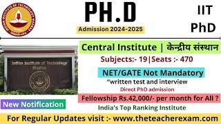 PhD new admission notification 2024 with PhD fellowship 42000  IIT Madras Phd admission 2024 [upl. by Zonnya]