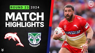 NRL 2024  Dolphins v Warriors  Match Highlights [upl. by Euqinwahs]