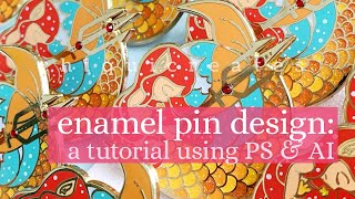 Enamel Pin Tutorial How I design amp prepare enamel pin artwork using Photoshop and Illustrator [upl. by Doownel594]