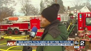 Man admits to a TV crew that he set a house fire [upl. by Nnyliak934]